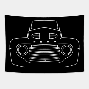 1948 Ford F-1 classic pickup truck white outline graphic Tapestry