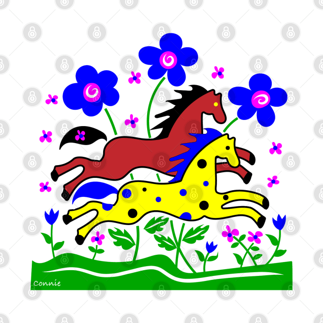 Happy Galloping Horses by Designs by Connie