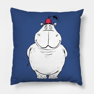 A Big Handsome Hippo with a Cute Little Fez Hat Pillow