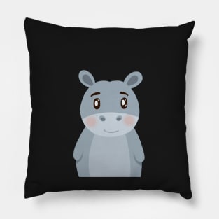 Baby Hippo Illustration Pillow