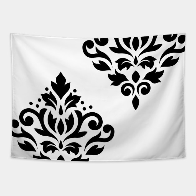 Scroll Damask Art I Black on White Tapestry by NataliePaskell