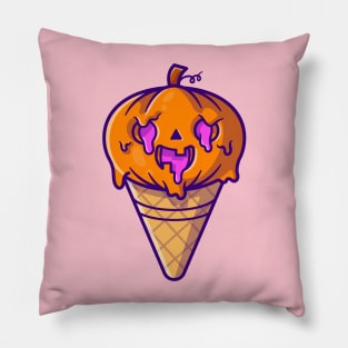 Ice Cream Pumpkin Halloween Cartoon Pillow