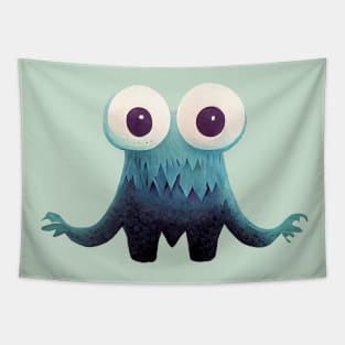 Cute Blue Monster With Big Eyes Tapestry