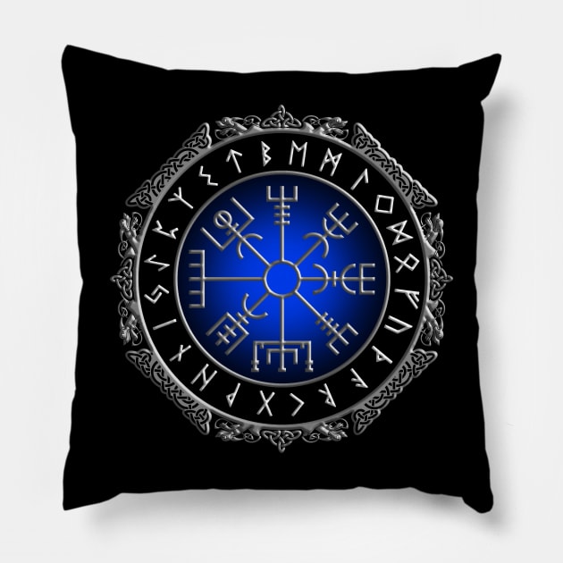 VEGVISIR COMPASS 1 (To guide travelers and keep them safe on journeys even in harsh weather) Pillow by GardenOfNightmares