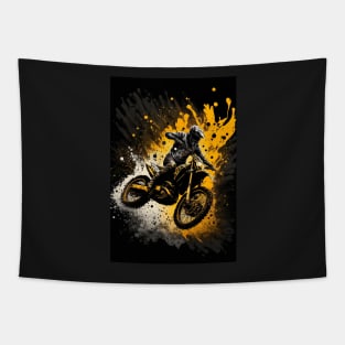 Dirt Bike With Paint Orange Splash Design Tapestry