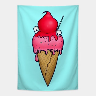 Strawberry Ice-cream & Skulls Tapestry