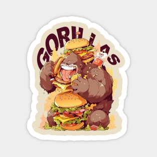 GORILLAS EAT CHEESE BURGER Magnet