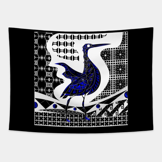 talavera bird garza agami heron ecopop zentangle Tapestry by jorge_lebeau