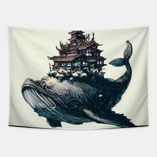 Fantasy whale village Tapestry