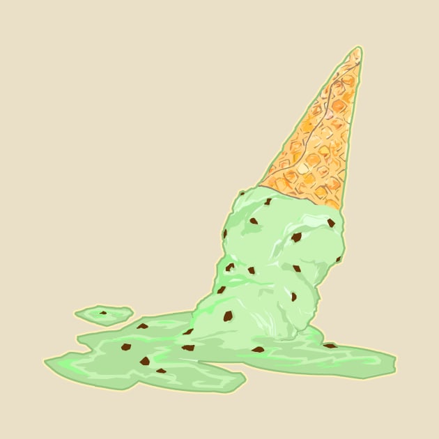 Melting Mint Chocolate Chip Ice Cream Cone by saitken