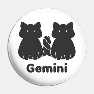 Gemini Cat Zodiac Sign with Text (Black and White) Pin