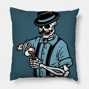 Hipster Skeleton Bartender Pillow