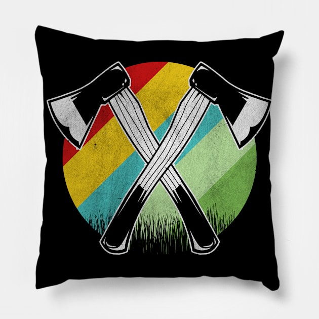 Retro Lumberjack Woodworker Gift Pillow by funkyteesfunny