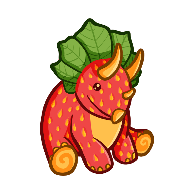 Strawberry Triceratops, Dino, Dinosaur by hugadino