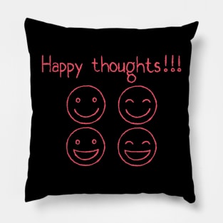 Happy Thoughts, Smilng Face, Positivity, Inspirational, Motivational, Minimalist, Typography, Aesthetic T Pillow