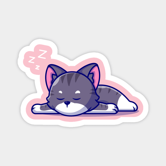 Cute Cat Sleeping Cartoon Magnet by Catalyst Labs