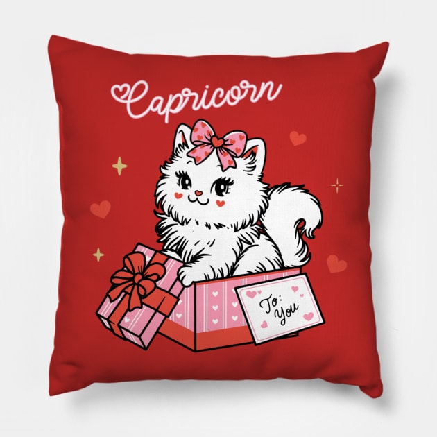 Capricorn Sassy Valentines Kitty Pillow by moonstruck crystals