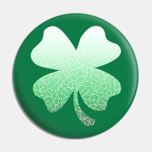 Ombre green and white swirls doodles shamrock Pin