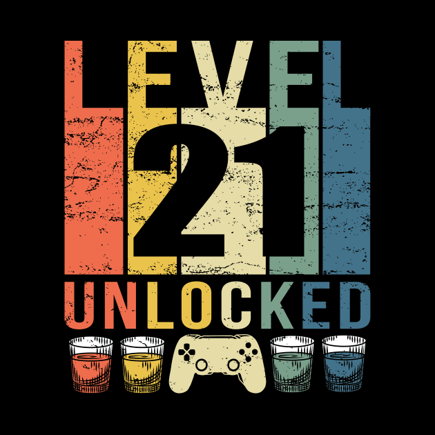 Level 21 Unlocked | 21st Birthday turning 21 years old gift by MerchMadness