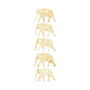 Patterned Elephants(White&Gold) T-Shirt