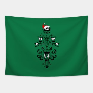 Christmas Haunted Mansion Dark Green Tapestry