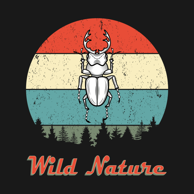 Wild Nature Stag Beetle White Abstract Sunset by SmileSmith