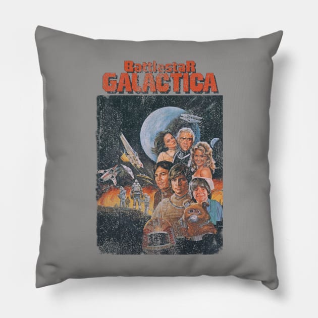 Vintage Distressed Battlestar Galactica Pillow by GeekGiftGallery