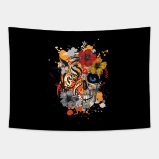 TIGER AND SKULL DESIGN Tapestry