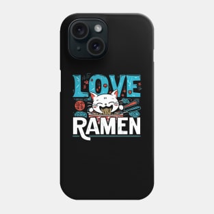 Kawaii Anime Cat Eating Ramen Noodles Phone Case