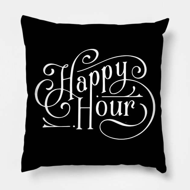 HAppy hour Pillow by WordFandom