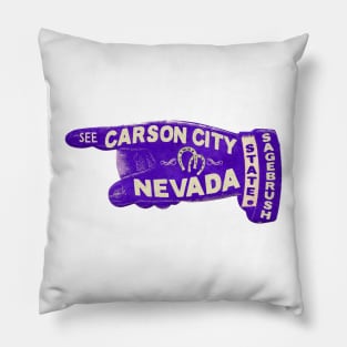 Vintage Carson City Nevada Travel Good Luck Sagebrush State Lake Tahoe Pillow