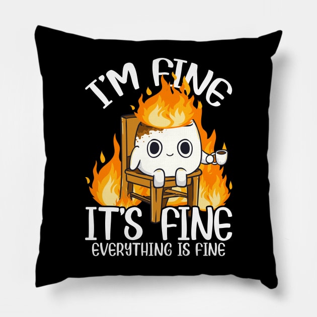 Marshmallow I'm Fine Meme Outdoor Men Kids Women Camping Pillow by KsuAnn