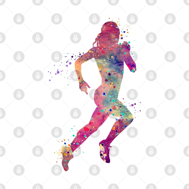 Girl Running Watercolor Silhouette by LotusGifts