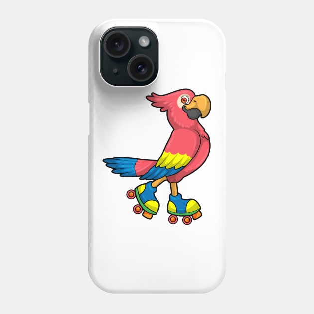 Parrot as Skater with Roller skates Phone Case by Markus Schnabel