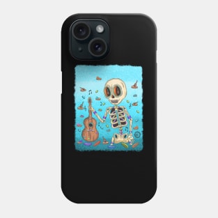 Colorful Mariachi Skeleton - Día De Los Muertos - guitar lover Phone Case