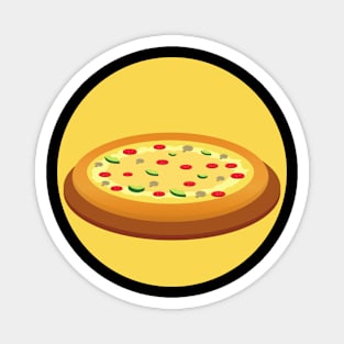 Pizza in Yellow Circle Magnet