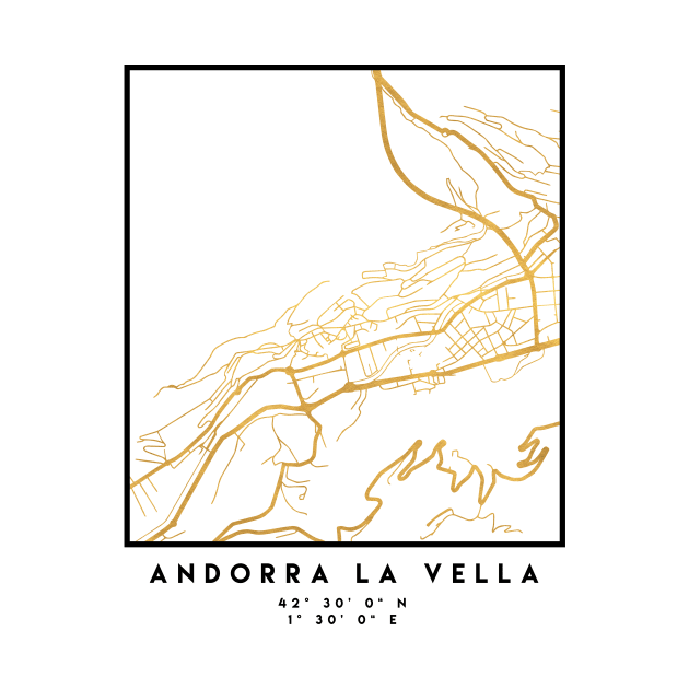 ANDORRA LA VELLA CITY STREET MAP ART by deificusArt