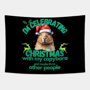 Celebrating Christmas With My Capybara Tapestry