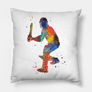 Cricket Batsman Playing a Stroke Pillow