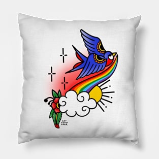 Old School Rainbow Swallow Pillow