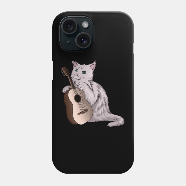 Beautiful cat is playing the guitar Phone Case by Markus Schnabel