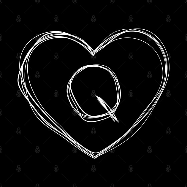 Letter Q with heart frame in lineart style by KondeHipe