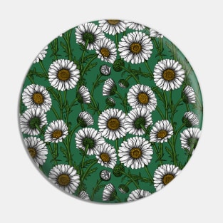 Daisies on emerald green Pin