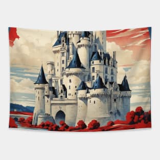 Loire Valley Chateaux France Tourism Vintage Poster Tapestry