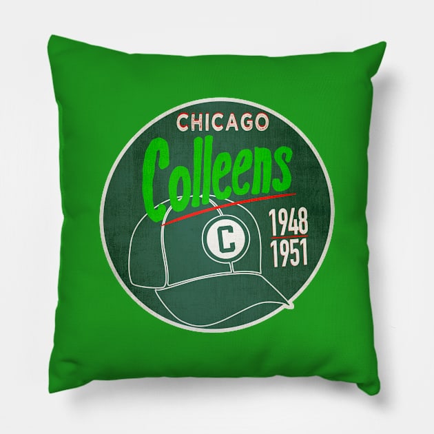 Chicago Colleens • AAGPBL Hat • Chicago, Illinois Pillow by The MKE Rhine Maiden