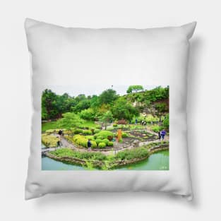 zen japanese garden park in ecopop landscape film Pillow