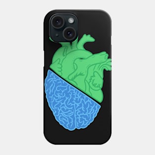 Blue and Green heart and brain Phone Case