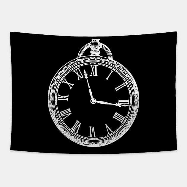 White Vintage Pocket Watch Tapestry by Vintage Boutique