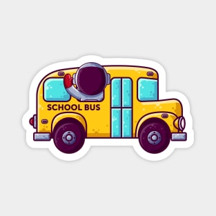 Cute Astronaut School Bus Cartoon Magnet