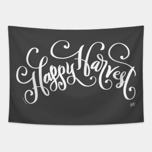 Farmer Gift Happy Harvest Hand Lettered Design in White Tapestry